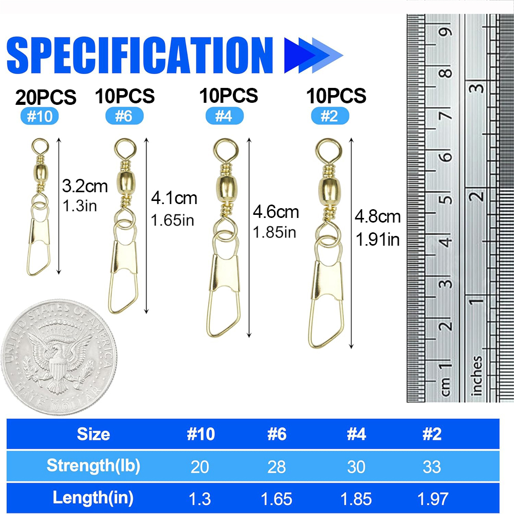 50Pcs Gold Fishing Barrel Swiv - Fishing Lure Accessories recensione e prezzo