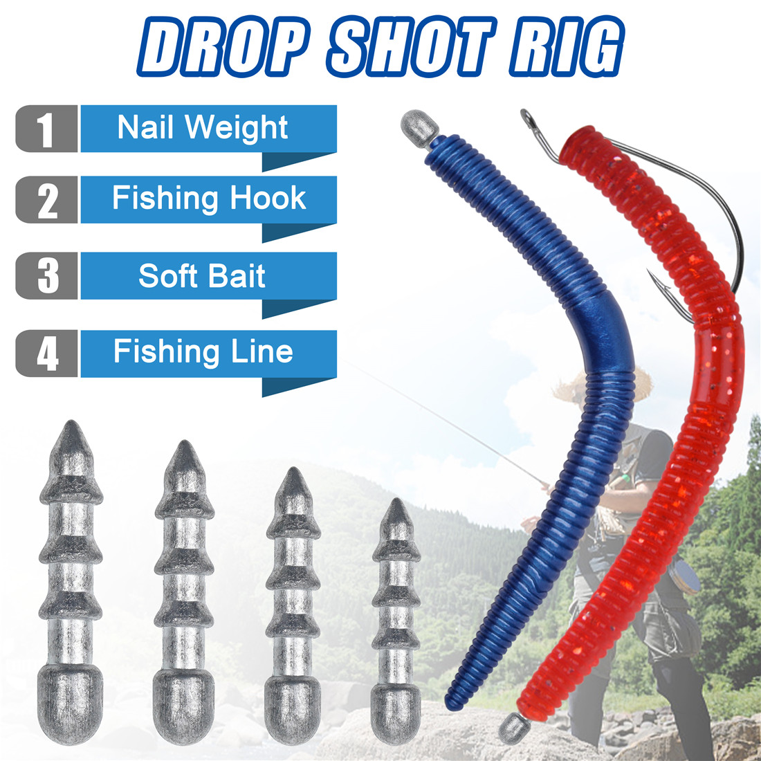 60PCS Nail weights Worm Fishin - Fishing Lure Accessories recensione e prezzo