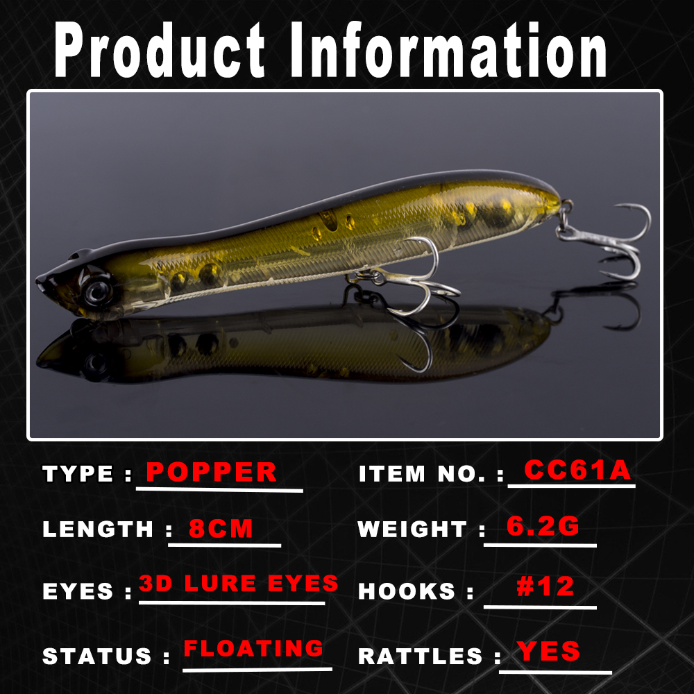 AYWFISH 8CM 6.2G Baby Popper F - Fishing Lure Popper recensione e prezzo